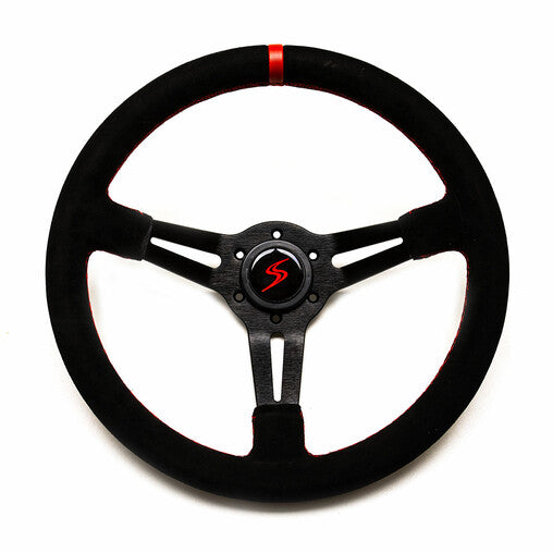 Volante Driftshop Pelle Scamosciata 70 mm Dettagli Rossi