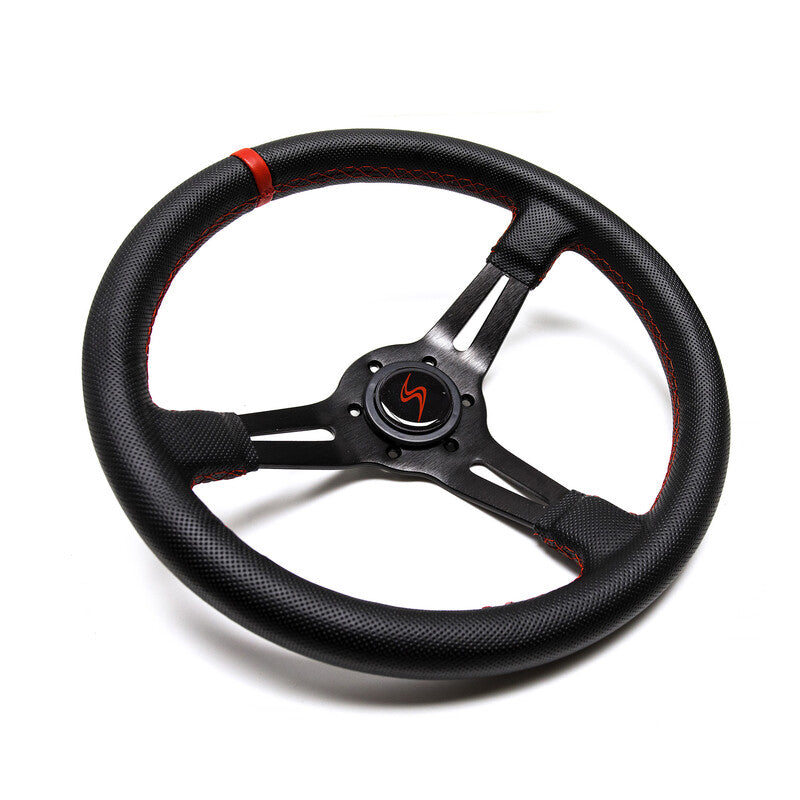 Volante Driftshop Pelle Perforata 70 mm Dettagli Rossi