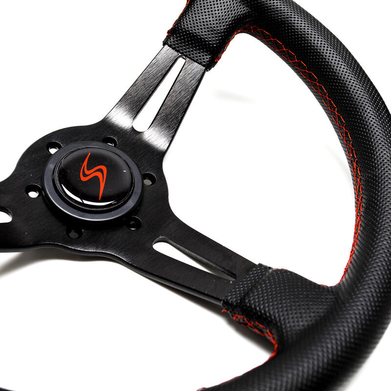 Volante Driftshop Pelle Perforata 70 mm Dettagli Rossi