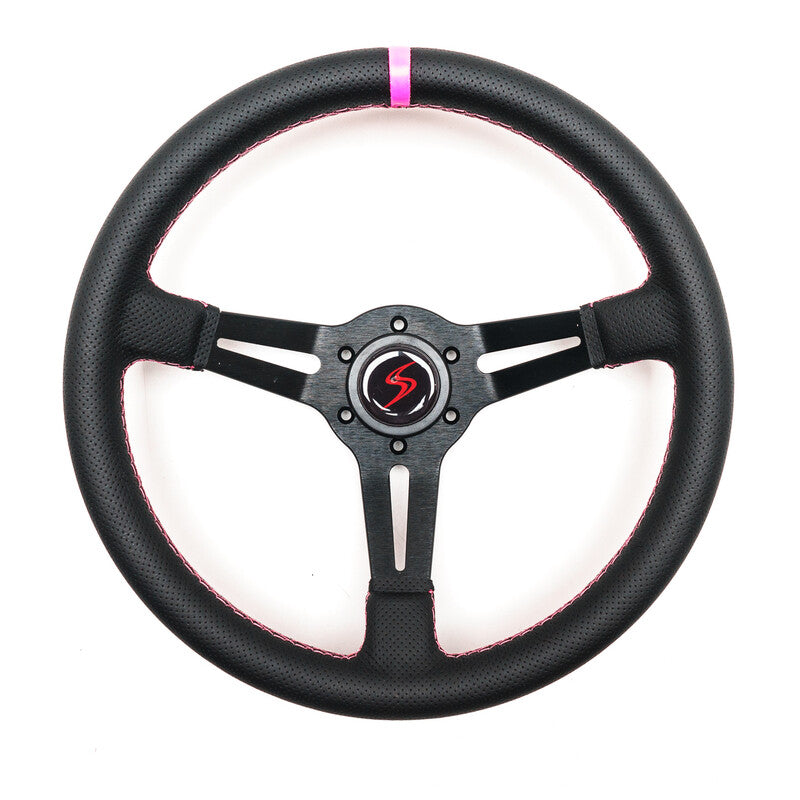 Volante Driftshop Pelle Perforata 70 mm Dettagli Rosa